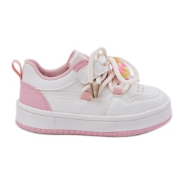 Velcro Children's Sneakers avec une sucette-rose-broche blanc
