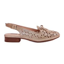 Jezzi Ballerines ouvertes avec un talon d'or ouvert doré