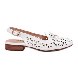 Jezzi Ballerines ouvertes avec un talon blanc ouvert blanche