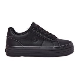 Baskets pour femmes en cuir Eco sur la plate-forme Big Star RR274299 Black noir