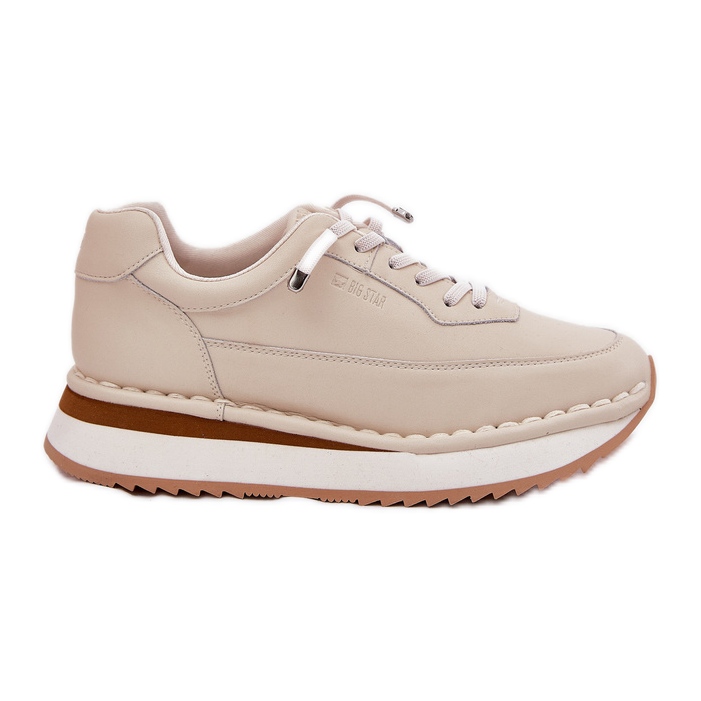 Sneakers en cuir féminin sur la plate-forme Beige Big Star RR274A334