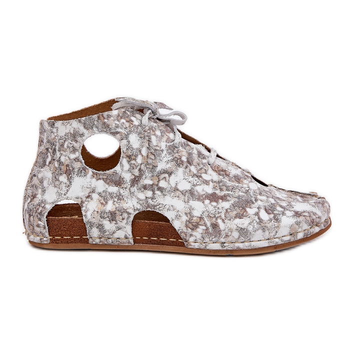 Bottes Maciejka en cuir à motifs 03426-46 blanc et beige