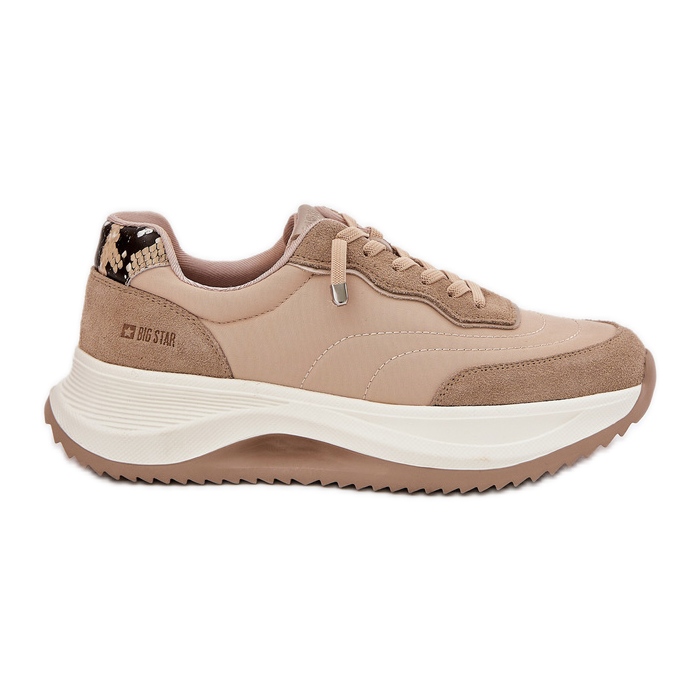 Sneakers en daim féminin sur la plate-forme Big Star RR274A345 Hi-Poly Dark-Line beige