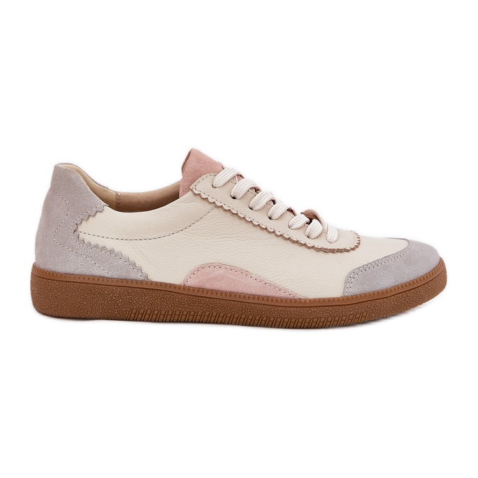 Baskets en cuir féminin Zazoo N1220 Beige