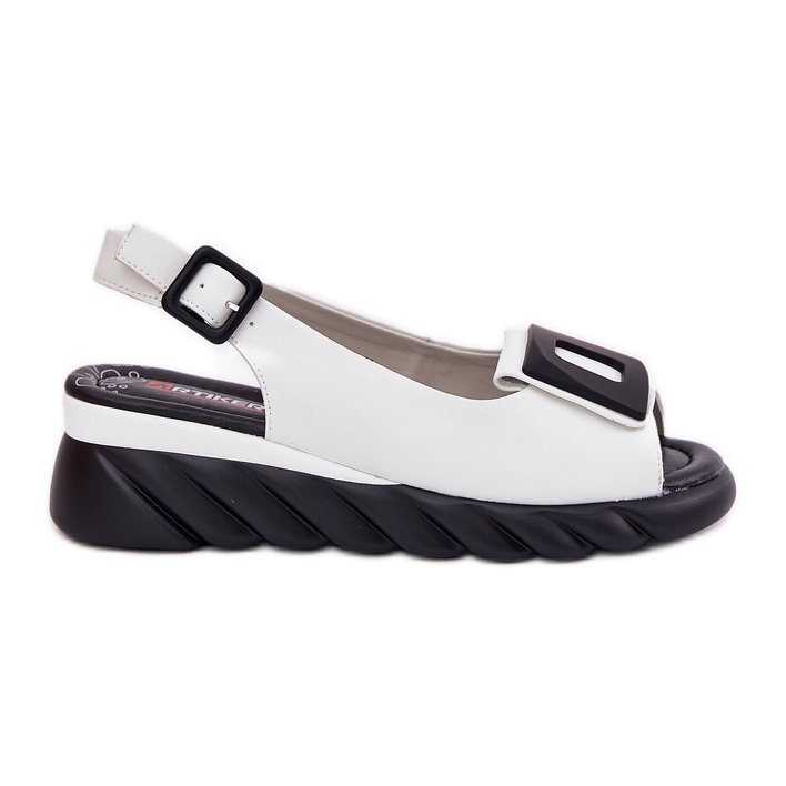 Sandales en cuir pour femmes avec un coin avec décoration artiker 56c2157 blanc blanche Sandales en cuir pour femmes avec un coin avec décoration artiker 56c2157 blanc blanche
