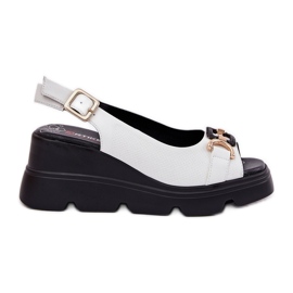 ARTIKER Sandales en cuir pour femmes en coin et plate-forme avec décoration Artker 56C1588 Blanc