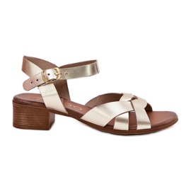 Sandales en cuir avec un talon délicat zazoo 40372 or doré