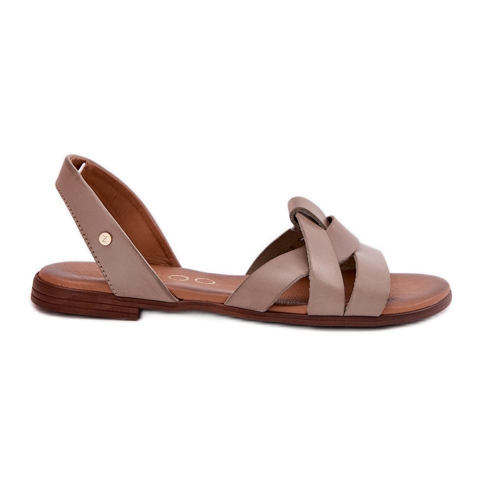 Zazoo 40185 Cuir confortable glissant sandales beige foncées