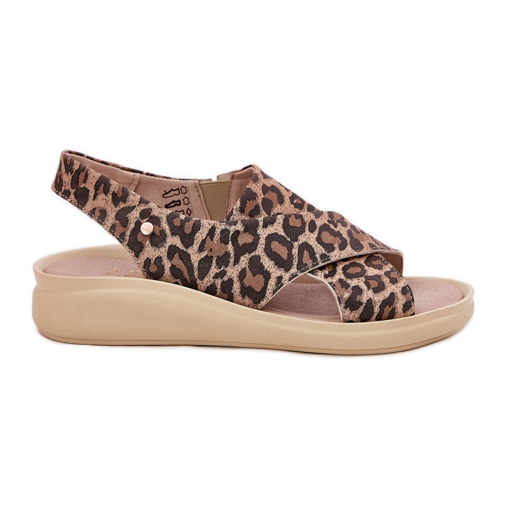 Zazoo 40392 Sandales en cuir Print de léopard marron féminin beige