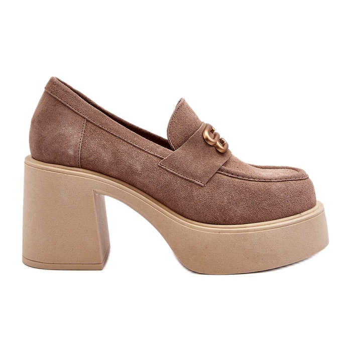 Zazoo 20170 Suede Shoes sur un épais post beige
