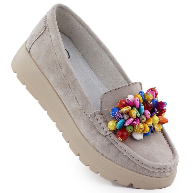 Mocassins en cuir sur une plate-forme avec beige beige filippo 6828 Mocassins en cuir sur une plate-forme avec beige beige filippo 6828