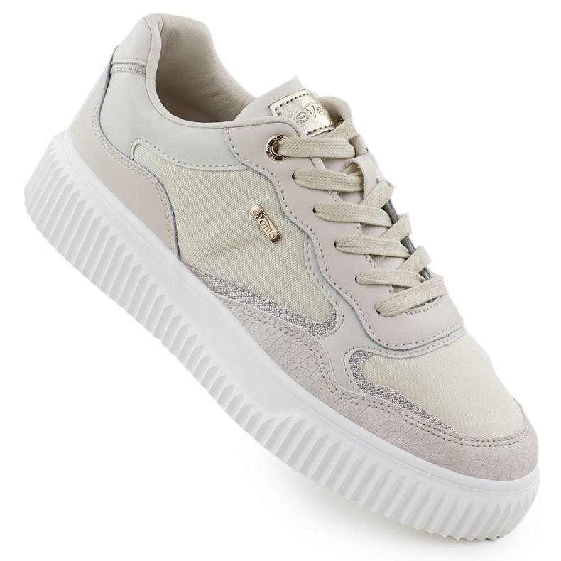Baskets en cuir féminin beige evento 8240