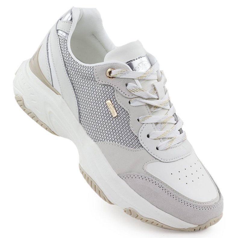 Baskets en cuir féminin blancs evento 8238 gris