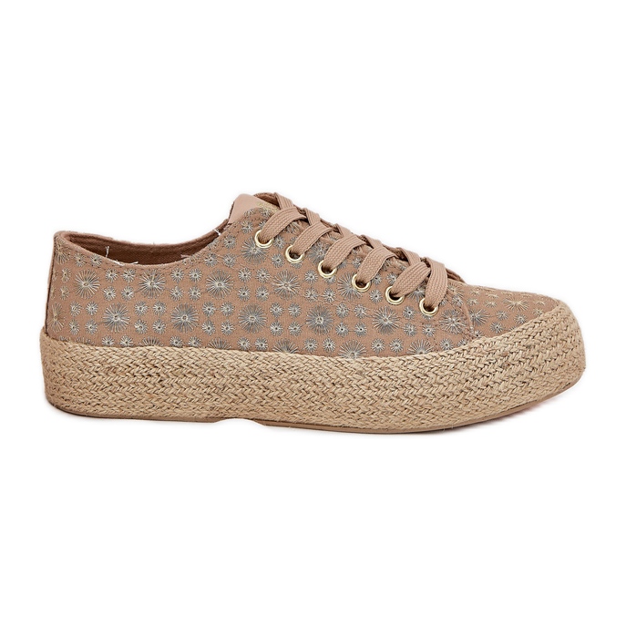 Patoué des baskets pour femmes sur la plate-forme avec Lee Cooper LCW-25-08-3646L Khaki Braid beige