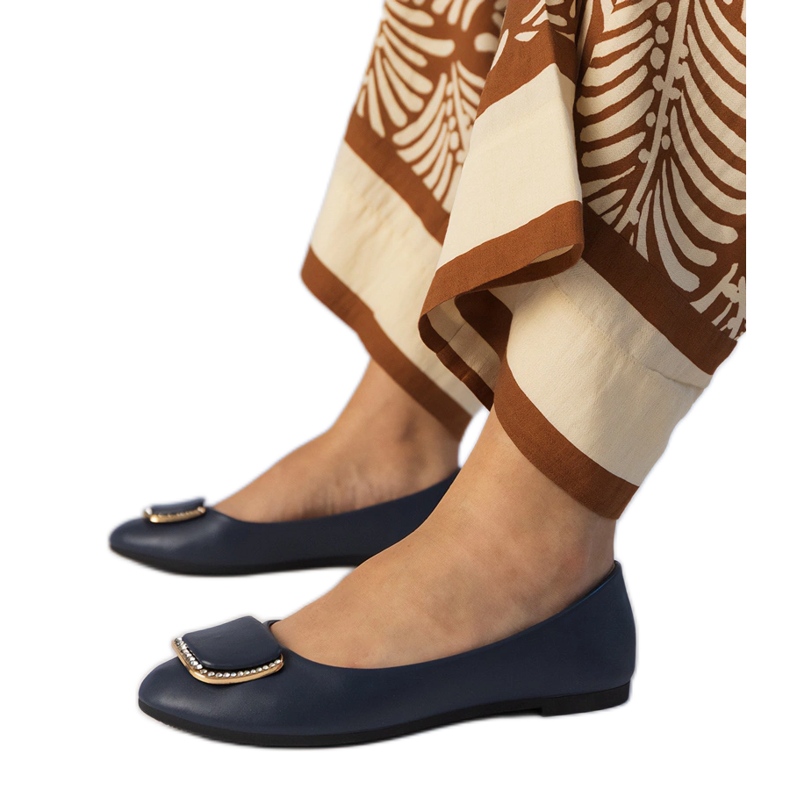 Ballerines féminines bleu marine avec zircons Ballerines féminines bleu marine avec zircons