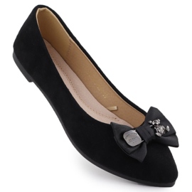 Ballerines féminines avec un arc noir Potocki BB23310 le noir