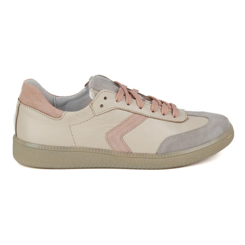 Sneakers en cuir féminin Olivier N1091 Beige