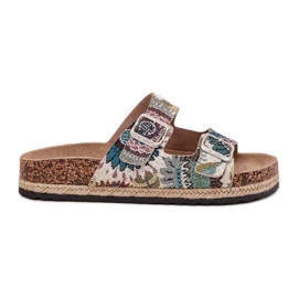 Slippers pour femmes à motifs sur une plate-forme en liège avec Lee Cooper LCW-25-35-3483l multicolor beige