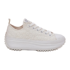Sneakers pour femmes avec broderie sur la plate-forme Lee Cooper LCW-25-31-3465L White blanc