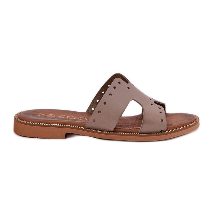 Zazoo 40326 Slippers pour femmes avec découpes décoratives Dark Boon beige Zazoo 40326 Slippers pour femmes avec découpes décoratives Dark Boon beige