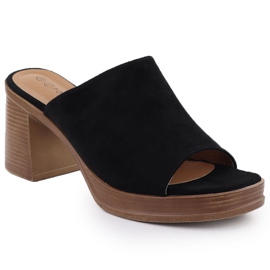 Les tongs en daim féminins sur le Black Potocki Post 54309 noir