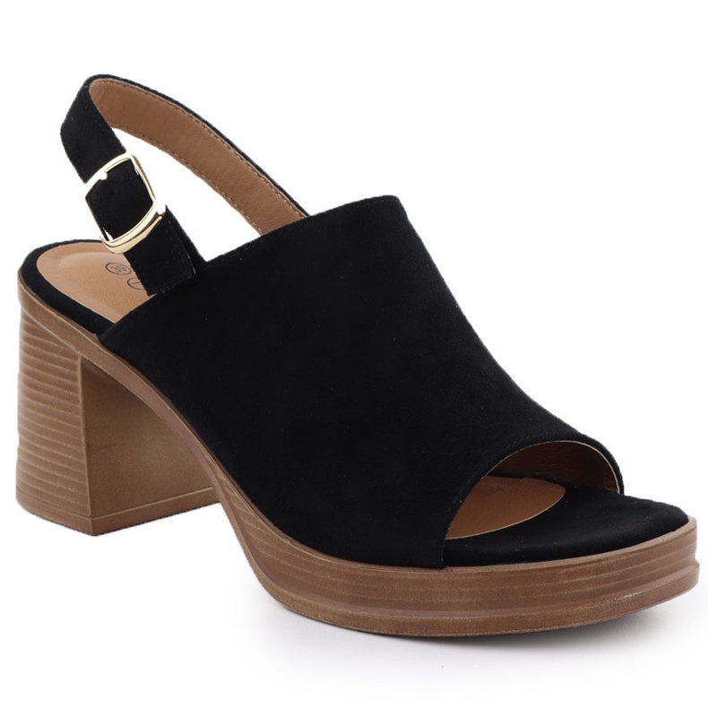 Sandales en daim pour femmes sur le Potocki Black Post 54313 le noir