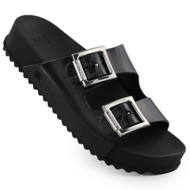 Les tongs pour femmes avec des boucles de plage de piscine noire Zaxy RR285058