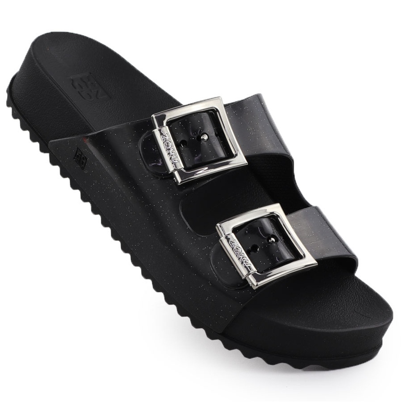 Les tongs pour femmes avec des boucles de plage de piscine noire Zaxy RR285058 le noir