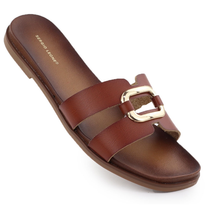 Slippers pour femmes avec décoration brune Sergio Leone SK077H