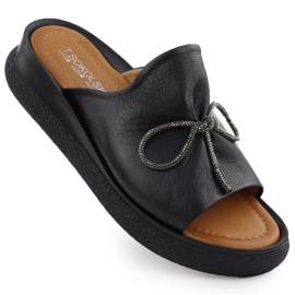 Summies d'été en cuir féminin Black T.Sokolski L25-154 noir