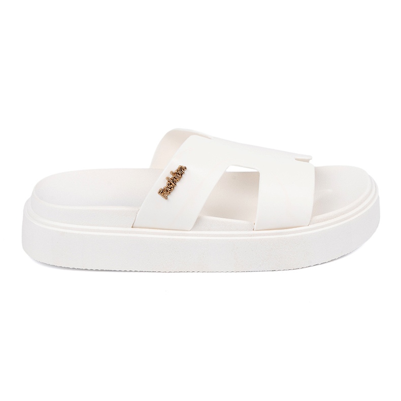 Seastar Les tongs blancs des femmes sur la plate-forme blanche