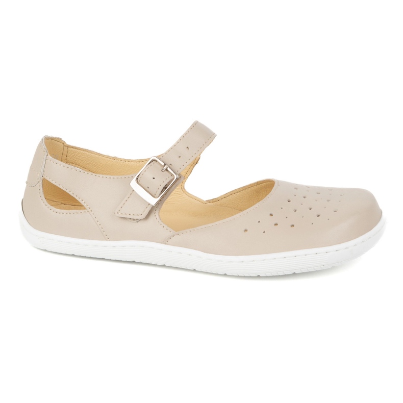 Barefoot Barefoot Women's Olivier 1284 - Chaussures en cuir avec une boucle pour les stylisations beiges quotidiennes et élégantes