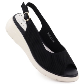 Sandales féminines sur des coins noirs Vinceza 97303