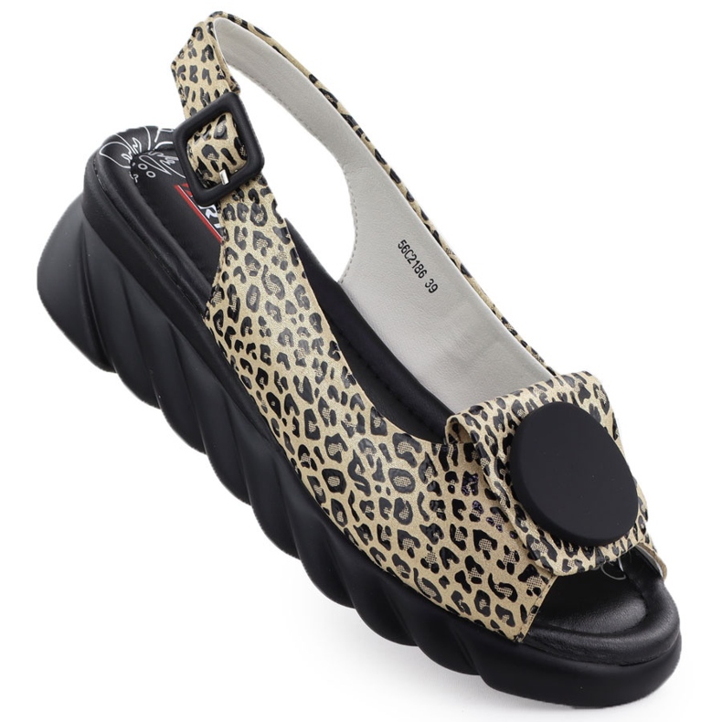 ARTIKER Sandales en cuir féminin sur coins-dans l'artificateur imprimé léopard 56C2186 beige ARTIKER Sandales en cuir féminin sur coins-dans l'artificateur imprimé léopard 56C2186 beige