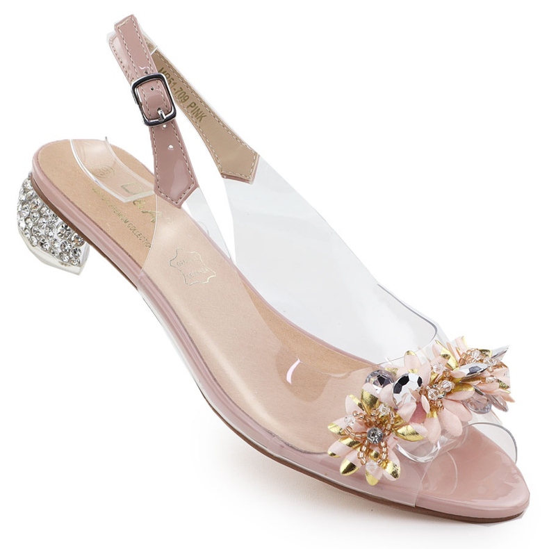 S.Barski Talons hauts pour femmes transparentes avec zircons D&amp;A rose par S. Barski MR51-709