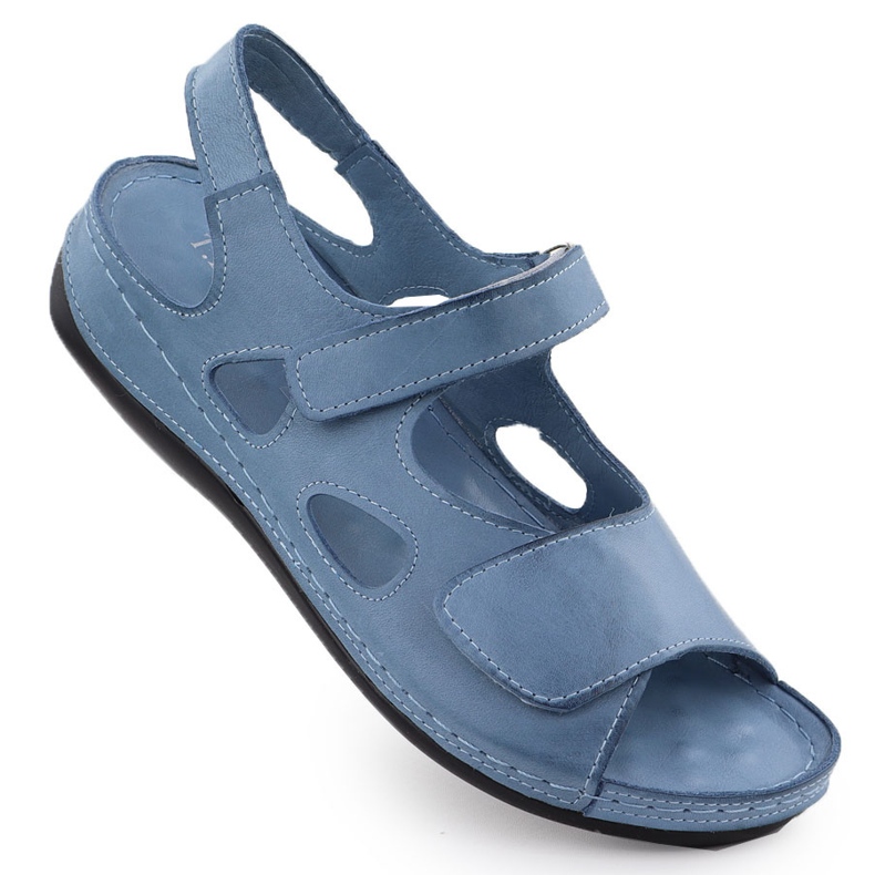 Sandales en cuir pour femmes pour Velcro bleu T.Sokolski L25-158
