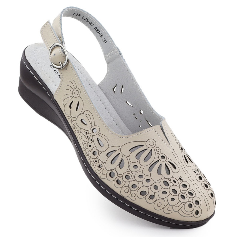 Sandales en cuir féminines ouvertes pour beige T.Sokolski L25-27