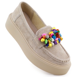 Mocassins en cuir sur la plate-forme avec beige beige filippo dp6765 Mocassins en cuir sur la plate-forme avec beige beige filippo dp6765