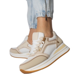 Baskets sportives beige décorées d'un curseur