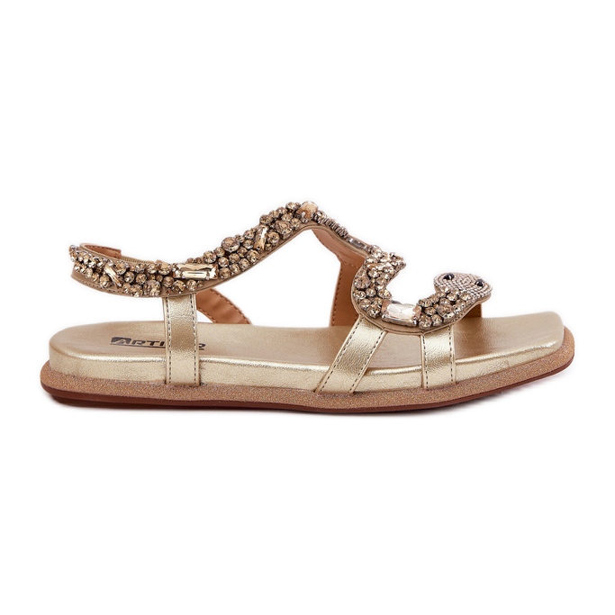 ARTIKER Sandales féminines avec décoration eco cuir tuyau artker 56c1362 or d'or