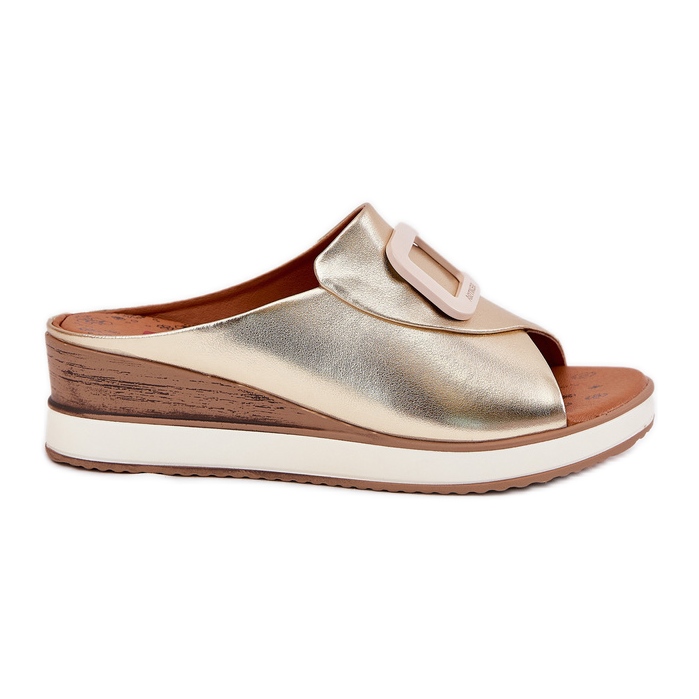 Les tongs en cuir féminin sur le coin Artiker 56C2146 d'or