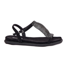 Sandales féminines élégantes plates avec artiker 56c1370 cristaux noirs
