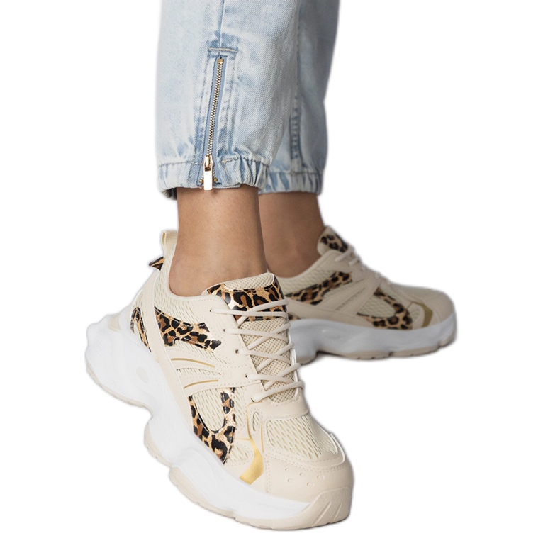 Panther Sports Sneakers sur une semelle massive beige