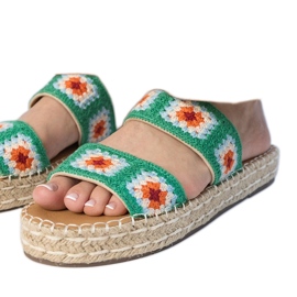 Sliples d'espadrilles vertes brodées