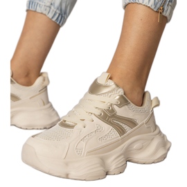 Sneakers beige Sports pour femmes avec une insertion d'or