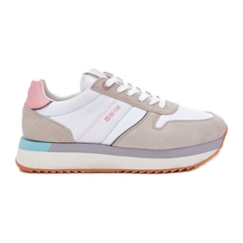 Sneakers en daim féminin Big Star RR274A047 Système beige beige-blanc