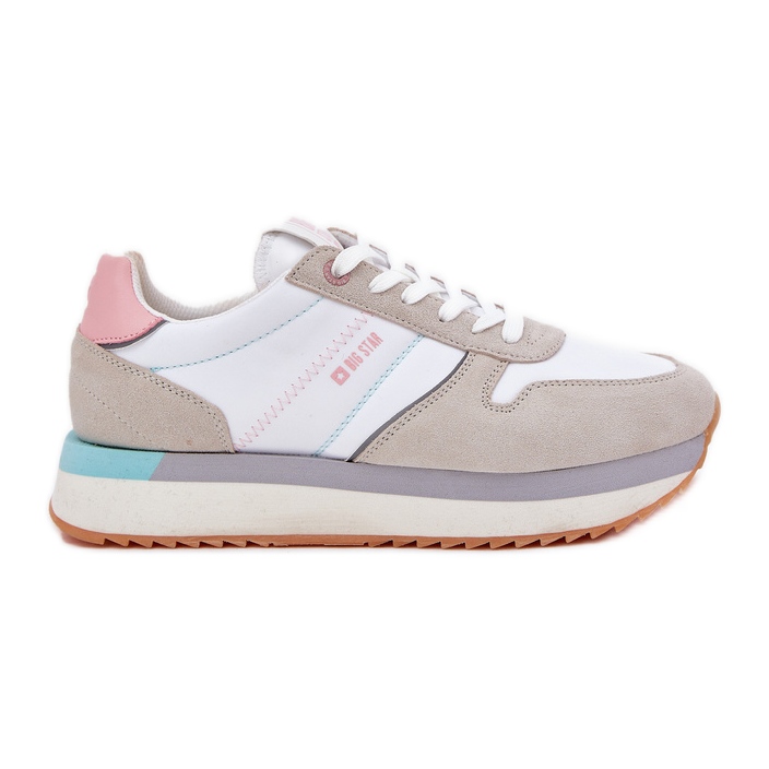 Sneakers en daim féminin Big Star RR274A047 Système beige beige-blanc