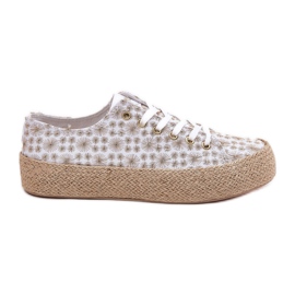 Patoué des baskets pour femmes sur la plate-forme avec Lee Cooper LCW-25-08-3648L blanc et or