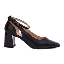Pompes en cuir sur le post Maciejka K6816-01 noir le noir