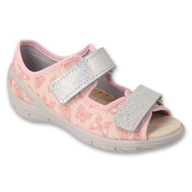Sandales pour enfants Befado PU 063P014 Insert en cuir rose